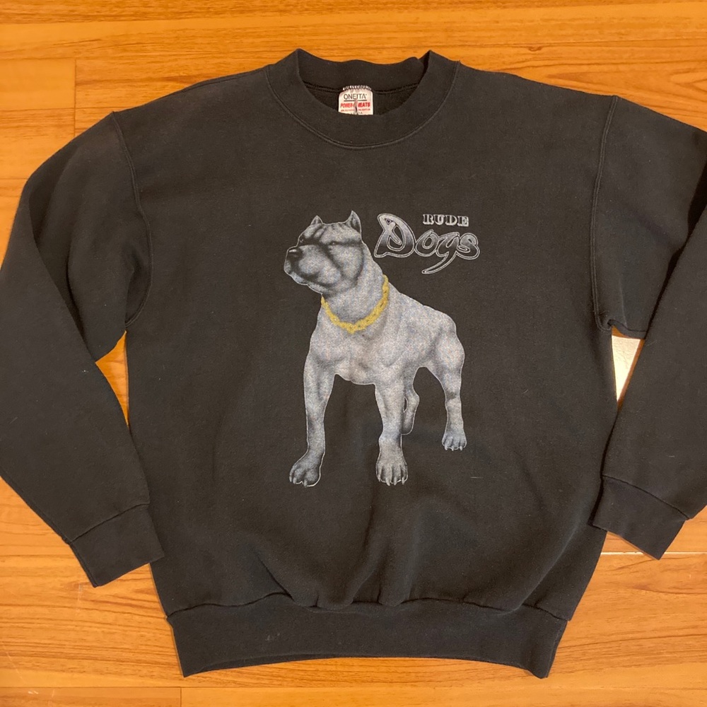90s Vintage Rude Dogs Crewneck - Black